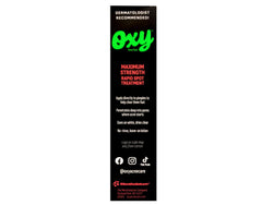 OXY Maximum Action Spot Treatment face-application-closeup highlights on-face use for targeted care.