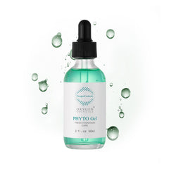 OxygenCeuticals Phyto Gel bottle pour illustrating hydrating serum for brightening and soothing skin