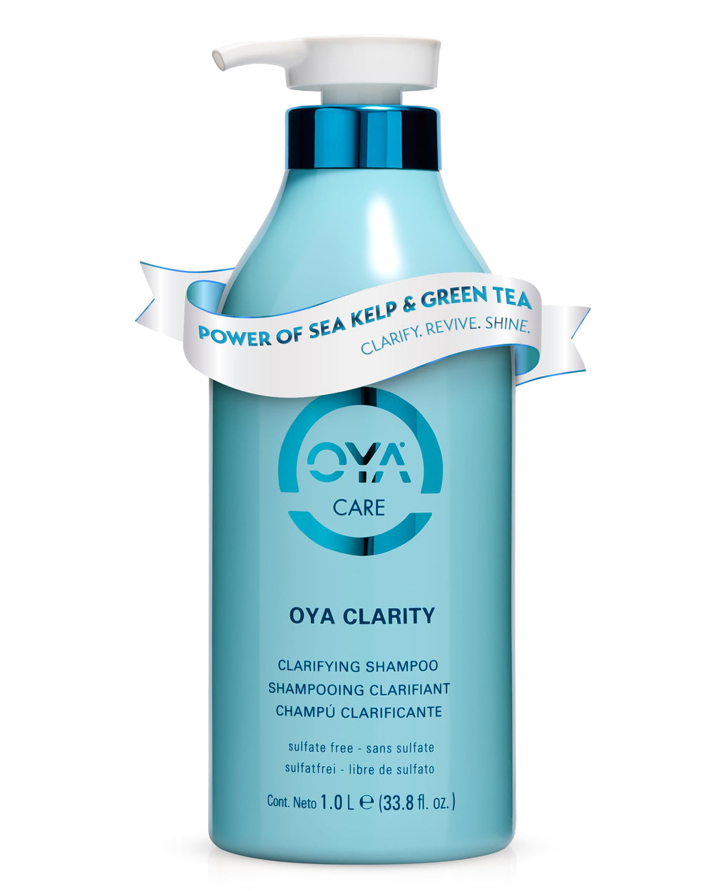 OYA Clarity bottle front view highlighting its clarifying formula for all hair types