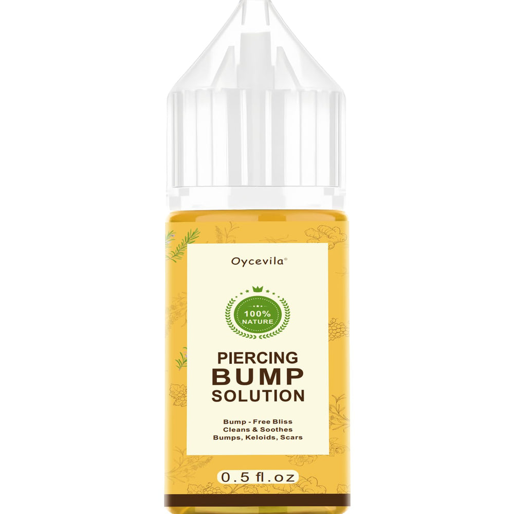 Oycevila piercing bump oil bottle for gentle care and soothing bumps.