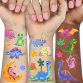 Ozepao dinosaur glitter tattoos offer 160 styles for vibrant party fun.