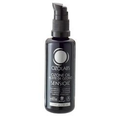 OZOLABS SENSIOIL ingredients label highlights premium ozonated olive and sunflower oils.