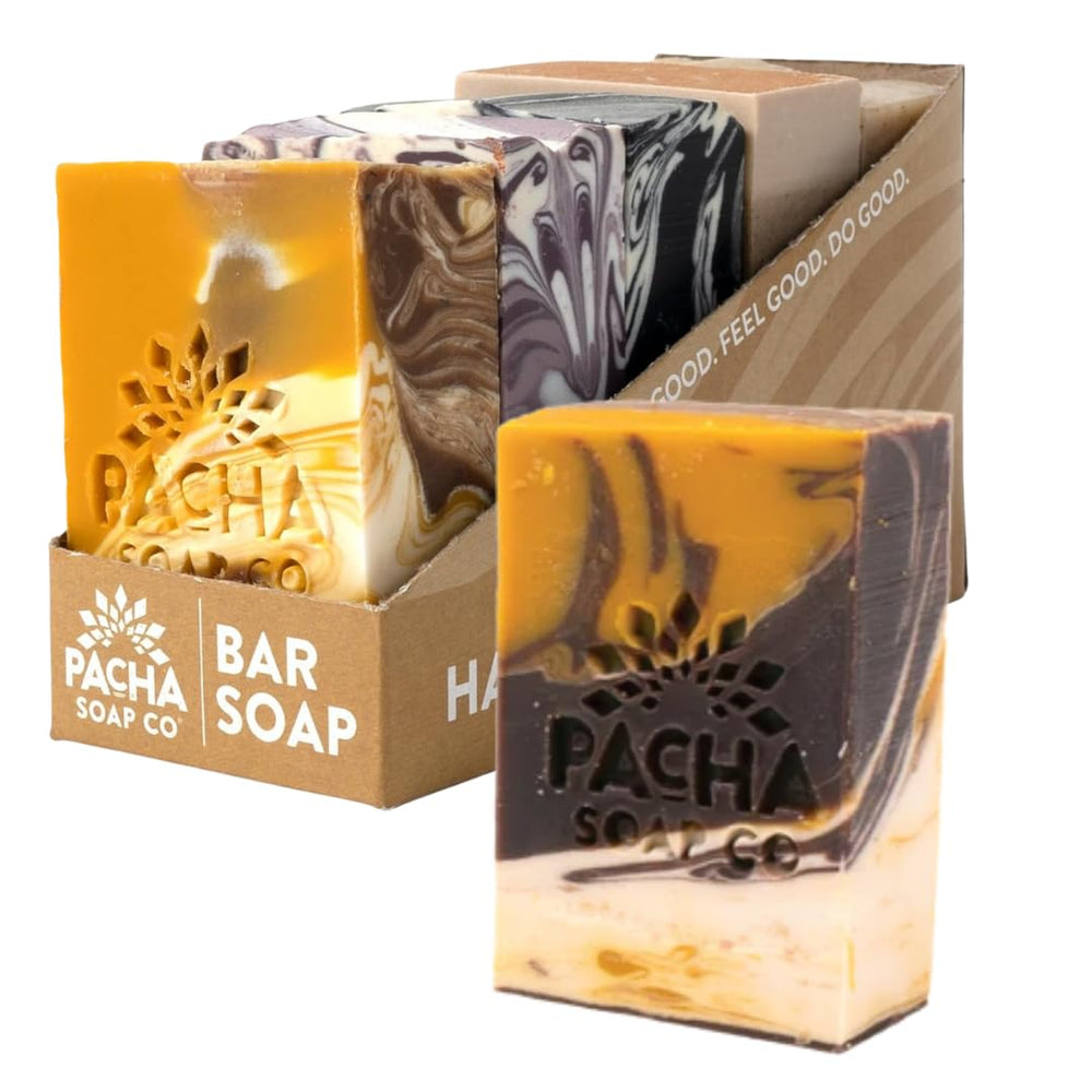 Pacha Soap Co almond goat milk bar enhances hydration for daily use.