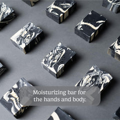 Pacha Soap Co Clarifying Charcoal bar lathers richly for refreshing cleanse.