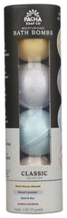 Pacha Soap Co Pacha Peaces Froth Bomb variety pack front view with spa-like foam