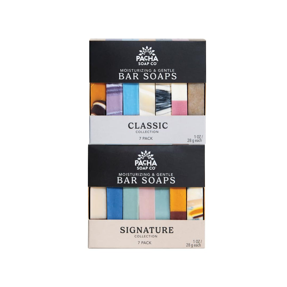 Pacha Soap Co. Peaces Uplift & Calm bundle packaging, eco-friendly gift idea.
