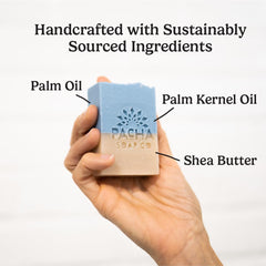 Pacha Soap Co. Sand and Sea handcrafted bar from USA artisans, small-batch luxury