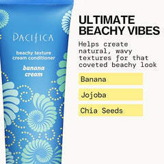 Pacifica Banana Cream Beachy Texture Conditioner on hair forming natural waves.
