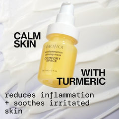 Pacifica Comfort Space mask application on cheek demonstrates gentle soothing layer