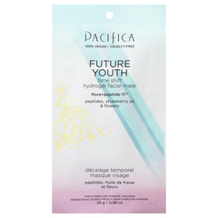 Pacifica Future Youth Time Shift mask upper half applied to clean skin for a spa-like treatment.