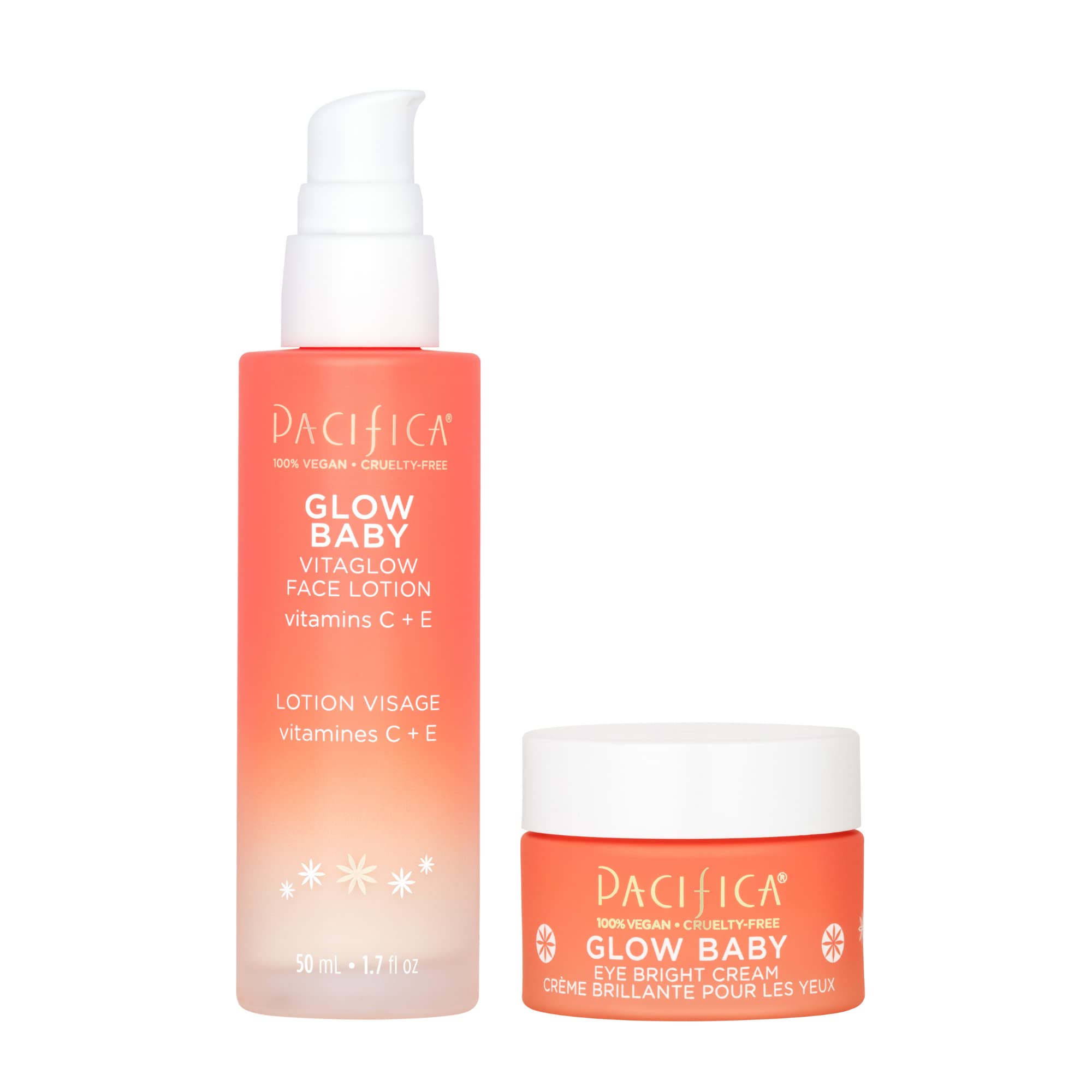 VitaGlow Lotion visage Pacifa Glow Baby en bouteille, hydratation lumineuse pour peau éclatante.