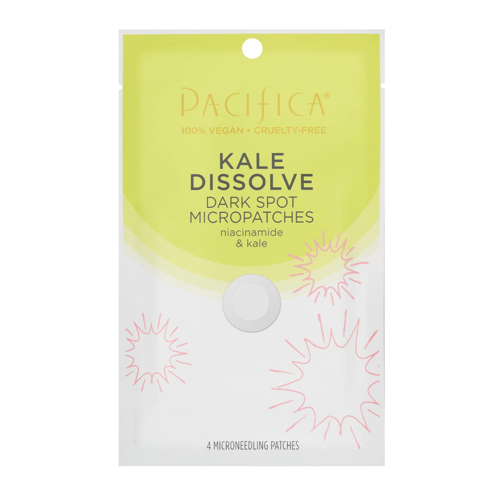 Pacifica Kale Dissolve micropatches target dark spots with a clear microneedle design.
