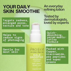 Pacifica Kale Smoothie Face Lotion application demonstrates a non-greasy finish.