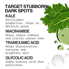 Niacinamide, Tranexamic Acid, and Glycolic Acid brighten uneven tone together.