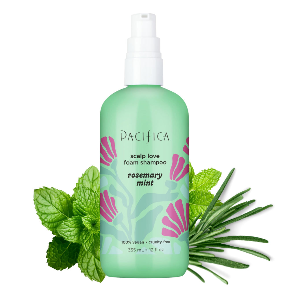 Pacifica Rosemary Mint Scalp Detox Shampoo bottle ready for a refreshing cleanse.