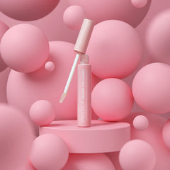 Pacifica lip plumping gloss on lips demonstrates instant shine and gentle plump.