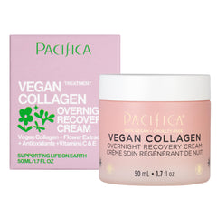 Pacifica Vegan Collagen Night Cream bottle showcasing overnight anti-aging potential