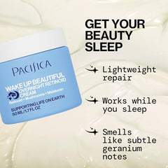 Applying Pacifica Wake Up Beautiful night cream as part of nightly routine