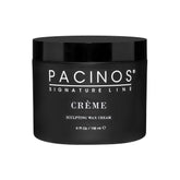 Pacinos Creme Wax Cream bottle showing medium hold and natural definition.