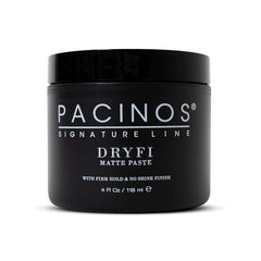 Pacinos DRYFI matte paste bottle for a natural, shine-free finish.
