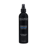 Pacinos Freeze bottle closeup demonstrates strong hold for all hair types.