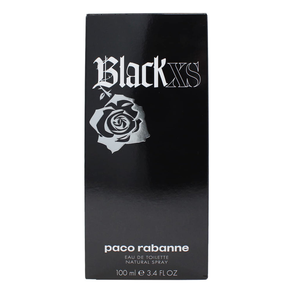 Paco Rabanne BLACK XS bottle front view, crisp style for everyday confidence.