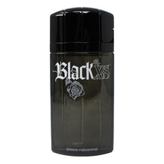 Paco Rabanne BLACK XS EDT spray bottle on display, easy-to-use fragrance for daily wear.