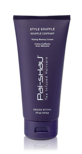 Pai-Shau Style Soufflé bottle closeup highlighting smoothing formula for all hair textures.