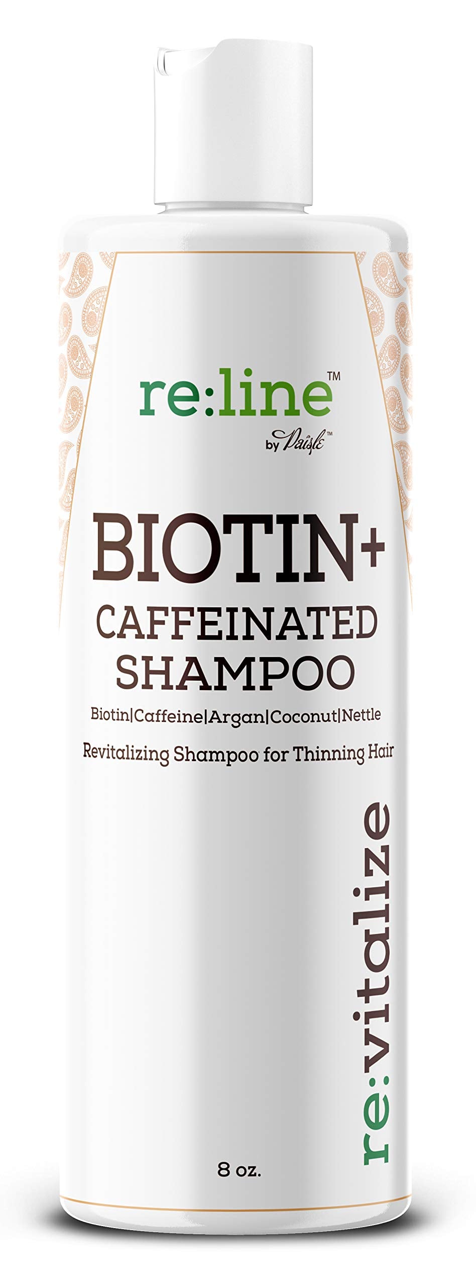 Paisle Botanics Biotin Shampoo bottle with caffeine for hair growth support
