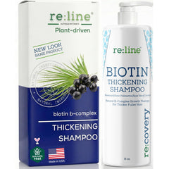 Paisle Botanics Biotin Thickening Shampoo bottle boosts volume and body.