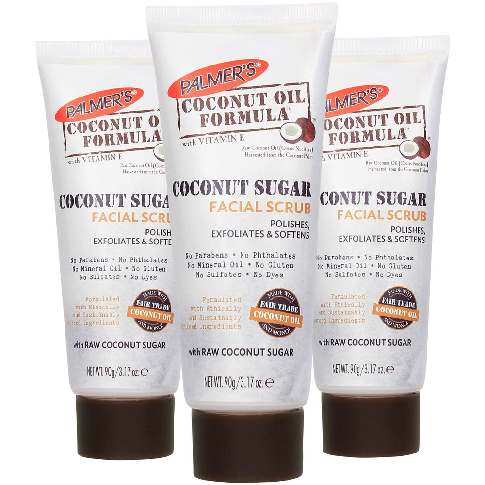 Palmer's Coconut Oil Formula Coconut Sugar Facial Scrub front view shows creamy exfoliating texture