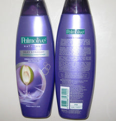 Palmolive Naturals Silky Straight Conditioner bottle nourishes ends for manageable waves.