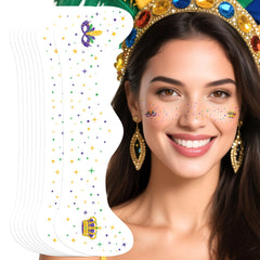 Paminify Mardi Gras face tattoos design 1 adds festive flair to carnival outfits