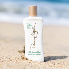 Texture close-up of Panama Jack Aloe Moisturizer showing creamy formula for nourishing skin.