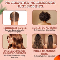 Panda's Promise conditioner smoothing closeup—frizz control for defined, hydrated strands.