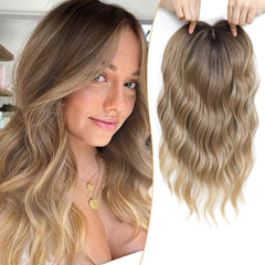 Paneway 16inch wavy curly brown blonde top adds instant volume and natural movement.