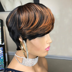 PangDongLai Pixie Cut Wig closeup weft shows natural texture.