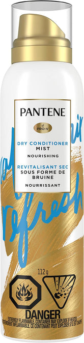 Pantene Dry Conditioner Mist bottle applying instant hydration to dry hair.