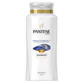 Pantene Pro-V Repair & Protect shampoo bottle pour showing easy application and nourishment
