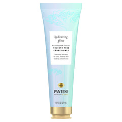 Pantene sulfate-free conditioner bottle closeup for color-safe hair.
