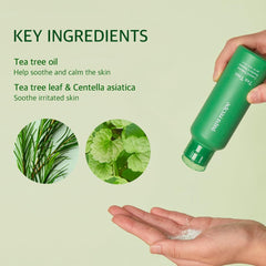 Close-up texture of Papa Recipe Tea Tree Enzyme Powder Cleanser with fine exfoliating particles.
