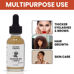 Papa Rozier Farms hair growth treatment bottle for thicker lashes.