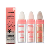 PAQIMAN glitter powder highlighter compact in shade 01 for luminous skin and easy blending.