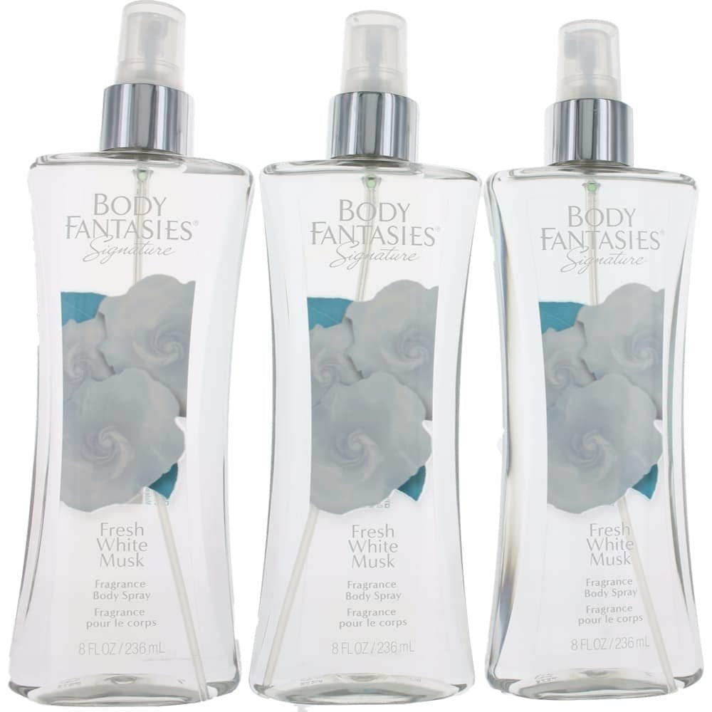 Parfums De Coeur Fresh White Musk body spray bottle, 3-pack, 8oz each, for daily allure