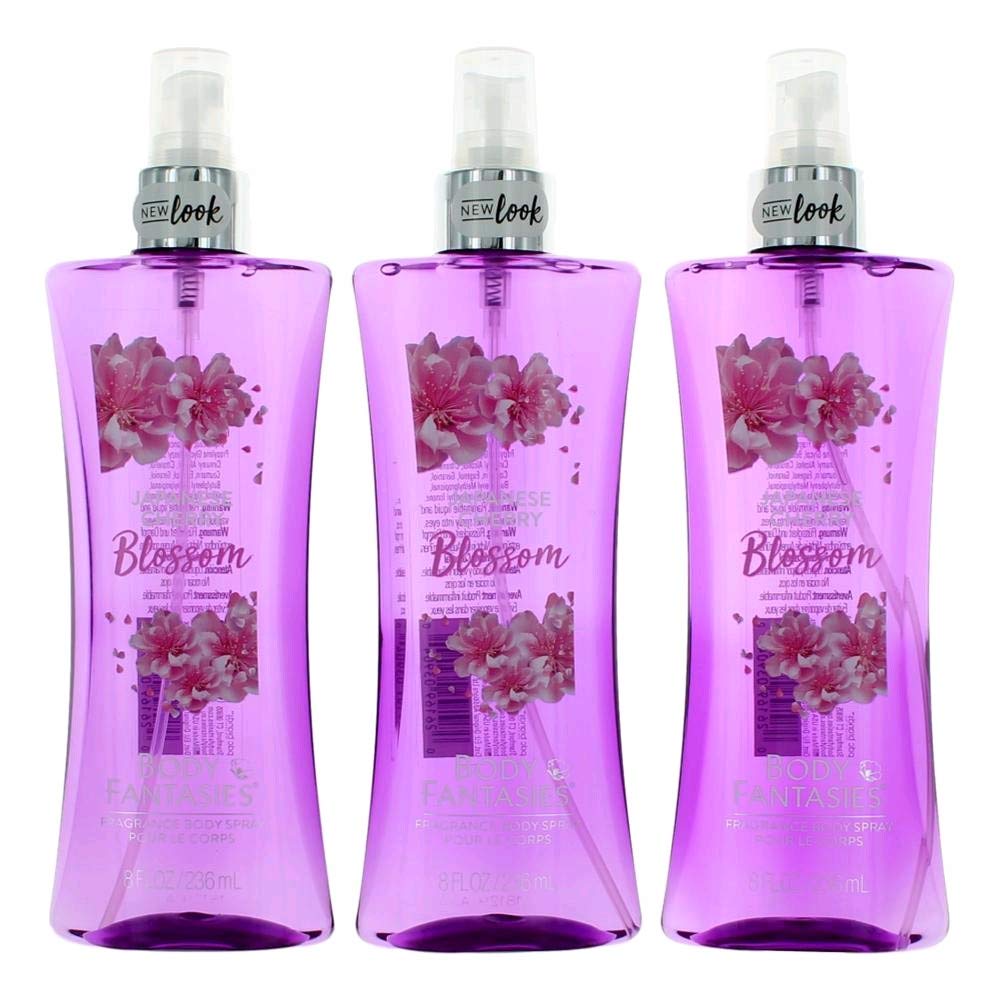 Parfums De Coeur Japanese Cherry Blossom 3-pack bottles for daily floral fragrance and convenient reuse.