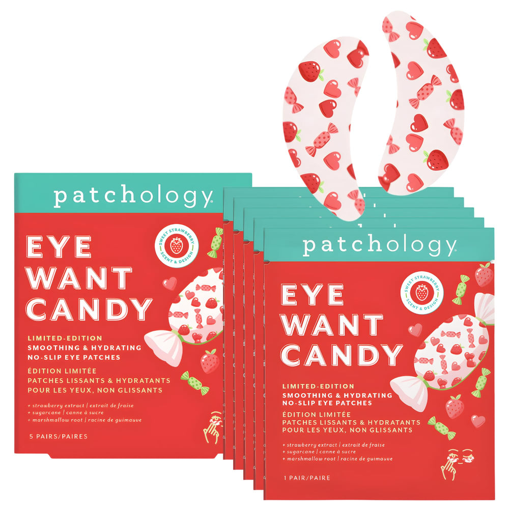 Patchology Eye Want Candy hydrogel patches pack for a hydrating self-care moment.