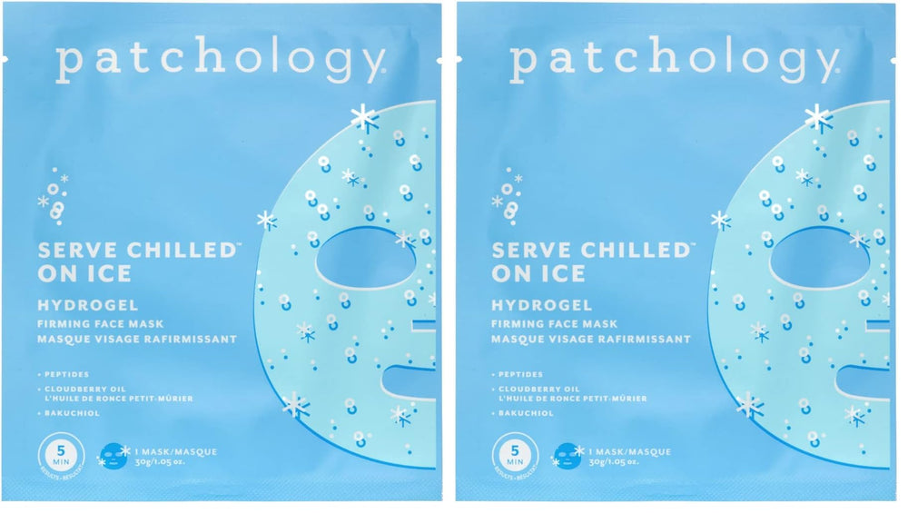 Patchology iced cooling hydrogel mask pack of 2 for at-home spa moments.