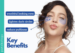 Patchology Restoring Eye Patches application close-up demonstrating easy placement