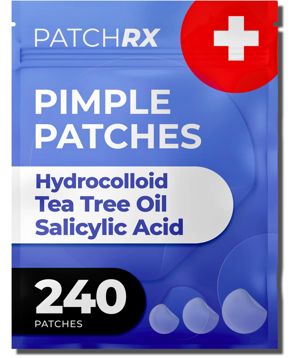 PatchRx Pimple Patches on face-pack showing discreet coverage.