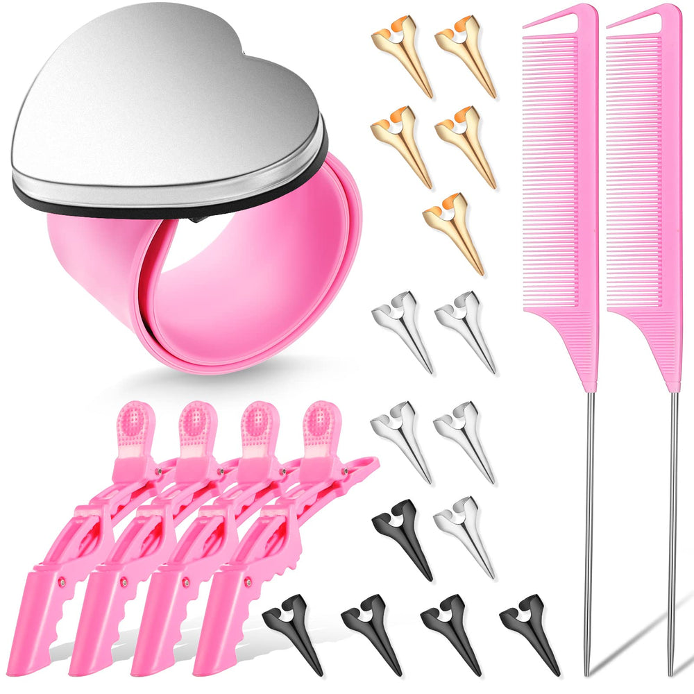 Patelai 22-pcs braiding tools pink set for efficient home styling